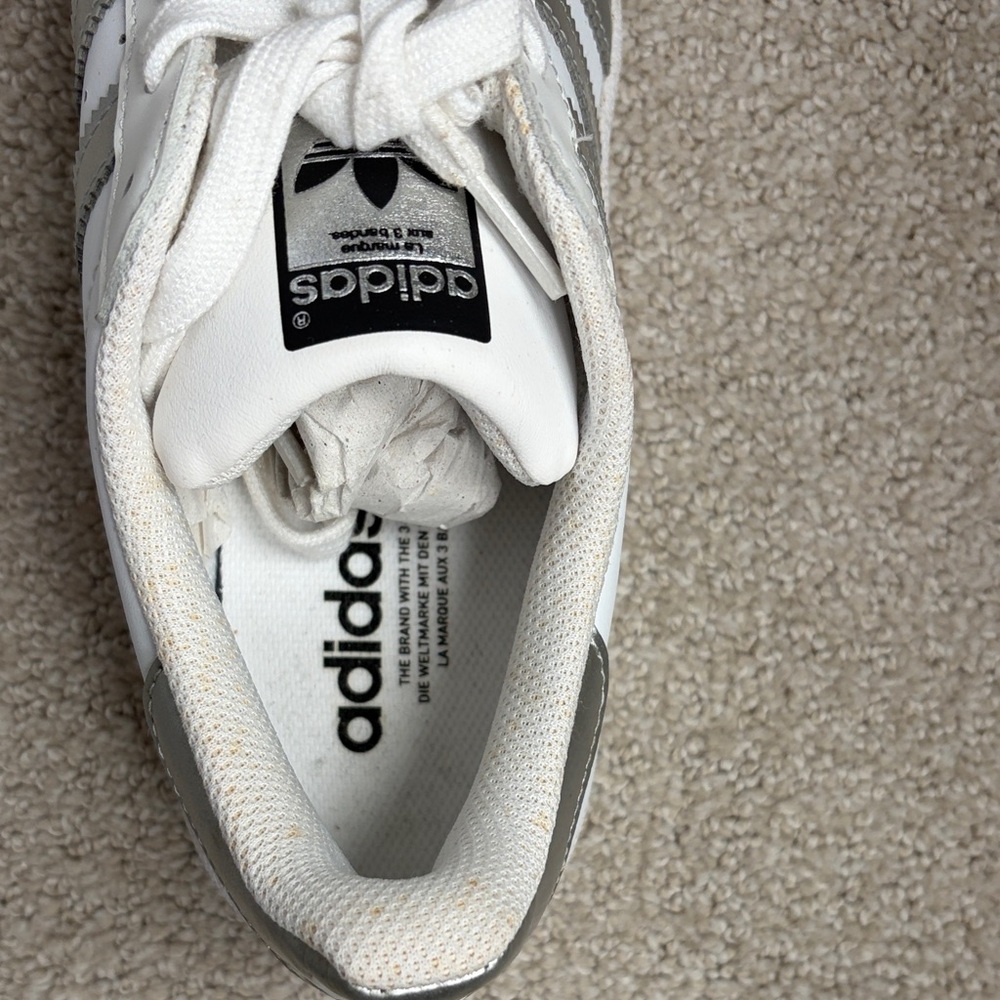 Adidas White and Silver Superstar Sneakers - Picture 6 of 15